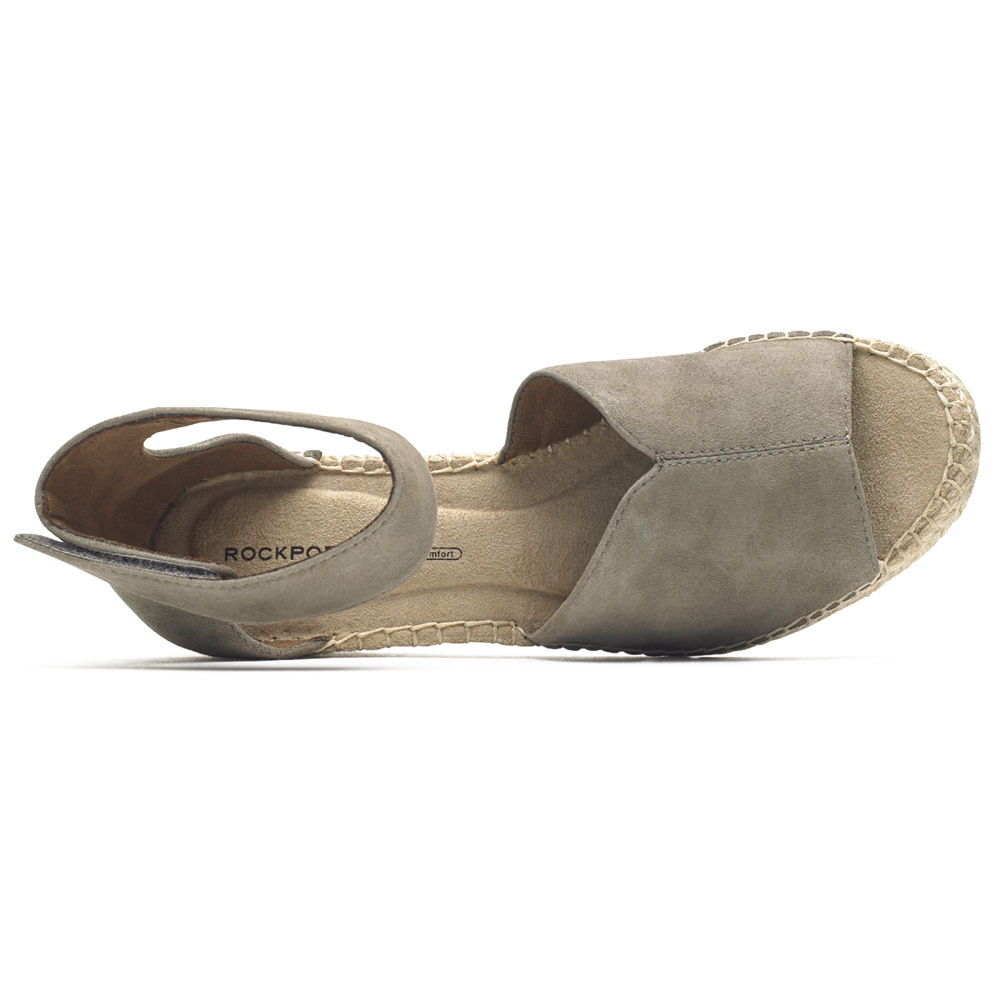 Sandalias Rockport Mujer Mexico - Marah Peep Toe Espadrille Grises - EPBHQ4872